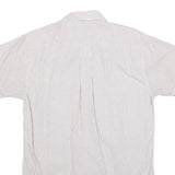BURBERRY Mens White & Brown Stripe Shirt S Cotton Button-Down Short Sleeve
