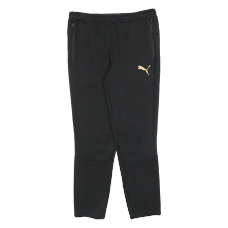 PUMA Boys Joggers Black & Gold Slim Tapered L W30 L28 Sportswear Casual