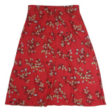 RADCLIFFE Womens Red Floral Midi Cotton Blend Swing Skirt L Elegant Comfort