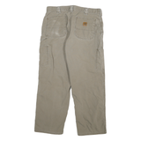 CARHARTT Mens Relaxed Jeans Beige Cotton Blend W32 L27 Workwear Durable Zip Fly