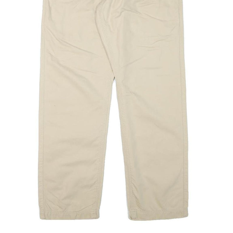 DOCKERS Mens Cotton Blend Beige Relaxed Straight Trousers W37 L32 Casual Wear