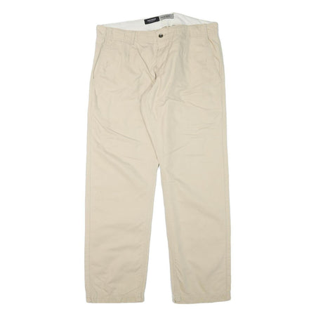 DOCKERS Mens Cotton Blend Beige Relaxed Straight Trousers W37 L32 Casual Wear