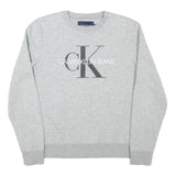 CALVIN KLEIN JEANS Womens Grey Cotton Blend Crew Neck M Logo Sweatshirt