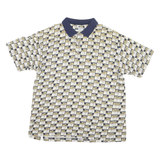 Golf Classics Mens Beige & Navy All Over Print Short Sleeve Polo Shirt XL Cotton