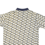 Golf Classics Mens Beige & Navy All Over Print Short Sleeve Polo Shirt XL Cotton