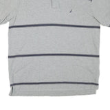 NAUTICA Mens Grey & Navy Blue Striped Short Sleeve Polo Shirt M Casual Cotton