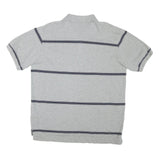 NAUTICA Mens Grey & Navy Blue Striped Short Sleeve Polo Shirt M Casual Cotton