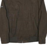 PIERRE CARDIN Mens Brown Classic Jacket L Polyester Blend Plain Zip Long Sleeve