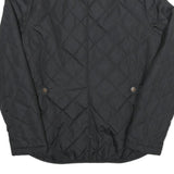 Womens Black Quilted Jacket UK 10 Polyester Blend Zip Closure Casual Outerwear