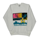Hollywood California Oneita Graphic Sweatshirt - Large White Polyester Blend