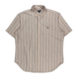 Ralph Lauren Striped Short Sleeve Shirt - Large Pink Cotton