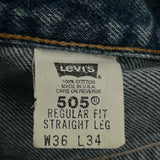 505 Levis Jeans - 33W 34L Blue Cotton