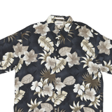 CAMPIA Mens Black & Brown Floral Rayon Shirt L Casual Summer Beachwear