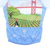 PRIMAL Mens Blue & White Graphic T-Shirt S Short Sleeve Crew Neck Cycling Jersey