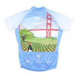 PRIMAL Mens Blue & White Graphic T-Shirt S Short Sleeve Crew Neck Cycling Jersey