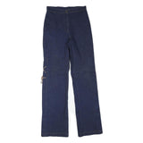 Womens Regular Fit Blue Denim Straight Jeans Cotton Blend W28 L32 Lace-Up Detail