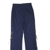 Womens Regular Fit Blue Denim Straight Jeans Cotton Blend W28 L32 Lace-Up Detail