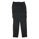 BLACKZI Mens Regular Black Cargo Trousers W29 L33 Cotton Blend Drawstring