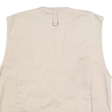 FOX Mens Beige Cotton Blend Jacket XL Multi Pocket Zip Front Casual Utility Vest