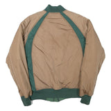AIR JORDAN Mens Beige & Green Zip Jacket M Polyester Blend Plain Lightweight