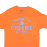 RUSSELL ATHLETIC Mens Orange Boise State Graphic T-Shirt L Short Sleeve Crew
