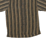 BASSIRI Mens Black & Beige Striped Casual Shirt 2XL Polyester Blend Relaxed Fit