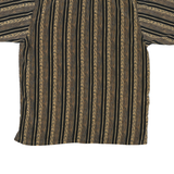 BASSIRI Mens Black & Beige Striped Casual Shirt 2XL Polyester Blend Relaxed Fit