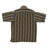 BASSIRI Mens Black & Beige Striped Casual Shirt 2XL Polyester Blend Relaxed Fit