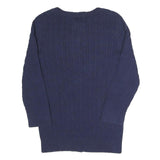 TOMMY HILFIGER Womens Navy Patterned Cotton Blend Cable Knit Cardigan XS Button