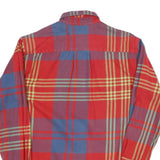 Mens Red Purple & Yellow Check Cotton Blend Shirt S Button Down Collar Long