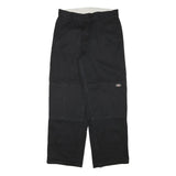 DICKIES Mens Cotton Blend Black Relaxed Straight Trousers W32 L30 Workwear