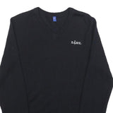 Mens Black Wool Blend V-Neck Plain Jumper XS Slim Fit Comfortable Warm