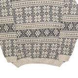 HIGH SIERRA Mens Cream & Charcoal Patterned Wool Blend Jumper Crew Neck Basic