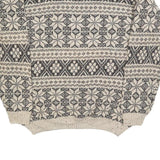 HIGH SIERRA Mens Cream & Charcoal Patterned Wool Blend Jumper Crew Neck Basic