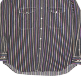 HUNT CLUB Mens Black & Blue Striped Cotton Shirt XL Button-Down Casual Long