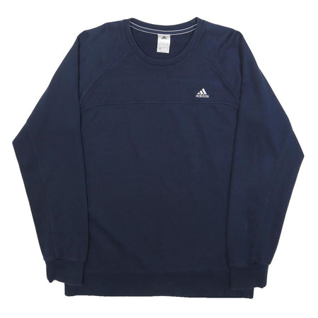 ADIDAS Mens Navy Blue Sweatshirt Crew Neck L Cotton Blend Casual Sportswear