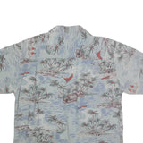 METRO Mens Blue Hawaiian Shirt L Cotton Tropical Print Casual Summer