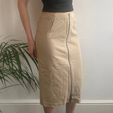 Diana Gallesi Midi Skirt - 27W UK 8 Beige Cotton Blend