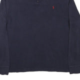 POLO RALPH LAUREN Mens Navy Blue Plain Quarter Zip Pullover Jumper L Cotton