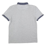 TED BAKER Mens Grey Blue Short Sleeve Plain M Cotton Blend Polo Shirt Casual