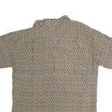 UNTIED Mens Beige & Brown Rayon Shirt L Printed Button Short Sleeve Casual