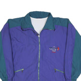 LOFFLER Womens Purple & Teal Retro Track Jacket L Polyester Blend Zip Casual
