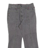 Womens Grey Regular Fit Straight Cotton Blend Jeans W26 L23 Stylish Details Zip