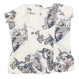 KAREN MILLEN Womens Cream Butterfly Printed Strapless Top UK 10 Zip Back