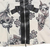 KAREN MILLEN Womens Cream Butterfly Printed Strapless Top UK 10 Zip Back