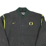 NIKE Mens Grey & Green Oregon Varsity Jacket L Polyester Blend Button Closure