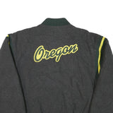 NIKE Mens Grey & Green Oregon Varsity Jacket L Polyester Blend Button Closure