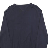 TOMMY HILFIGER Mens Navy Blue Plain Cotton Blend Crew Neck Basic Knit Jumper L