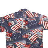 MAGELLAN Mens Blue Red Cotton Printed Shirt L Vintage Classic Car American Flag