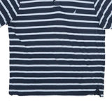 NAUTICA Mens Blue & White Striped Short Sleeve Polo Shirt 2XL Classic Cotton
